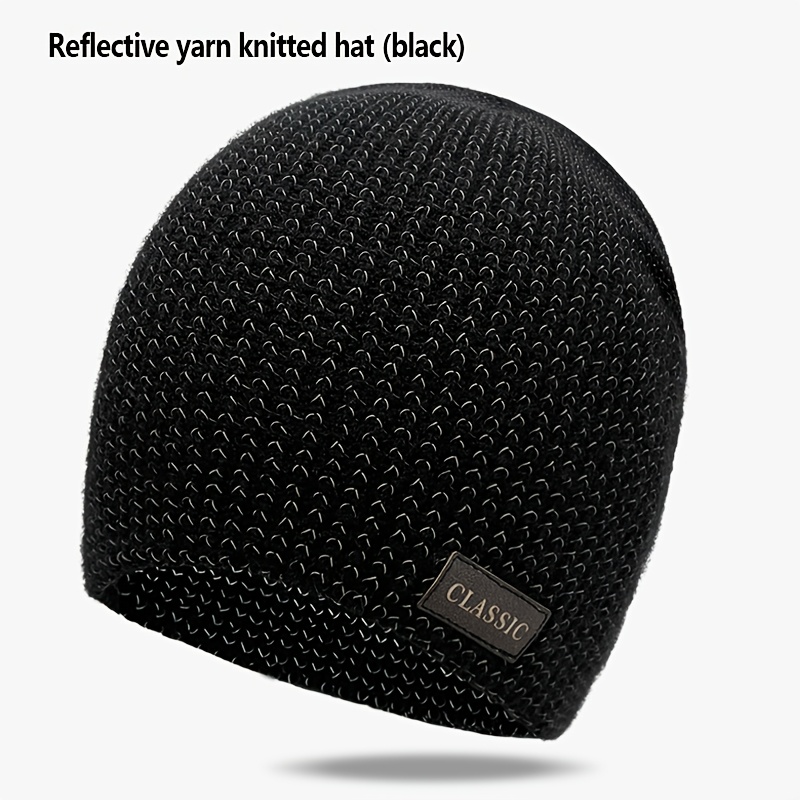 Image of 1pc Unisex Couple's Outdoor Fashionable Trendy Cool Reflective Hat, Thick Winter Warm Running Sports Cap For Men And Women, Cycling Skiing Cold-proof Hat, Party Hat, Brimless Beanie