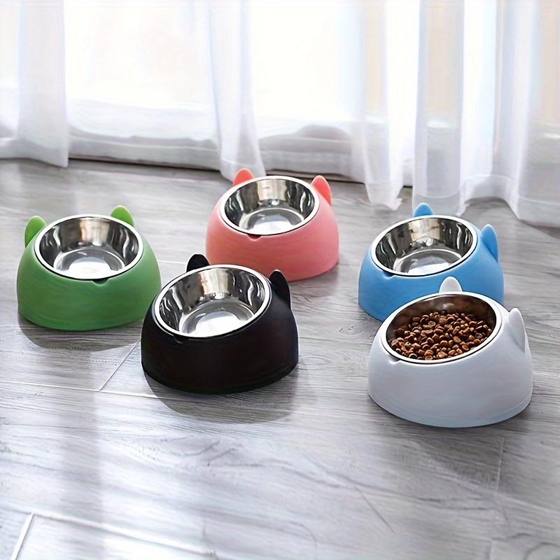 

Stainless Steel And Plastic Pet Bowl Set For Dogs And Cats, Cartoon Design, No Battery Required