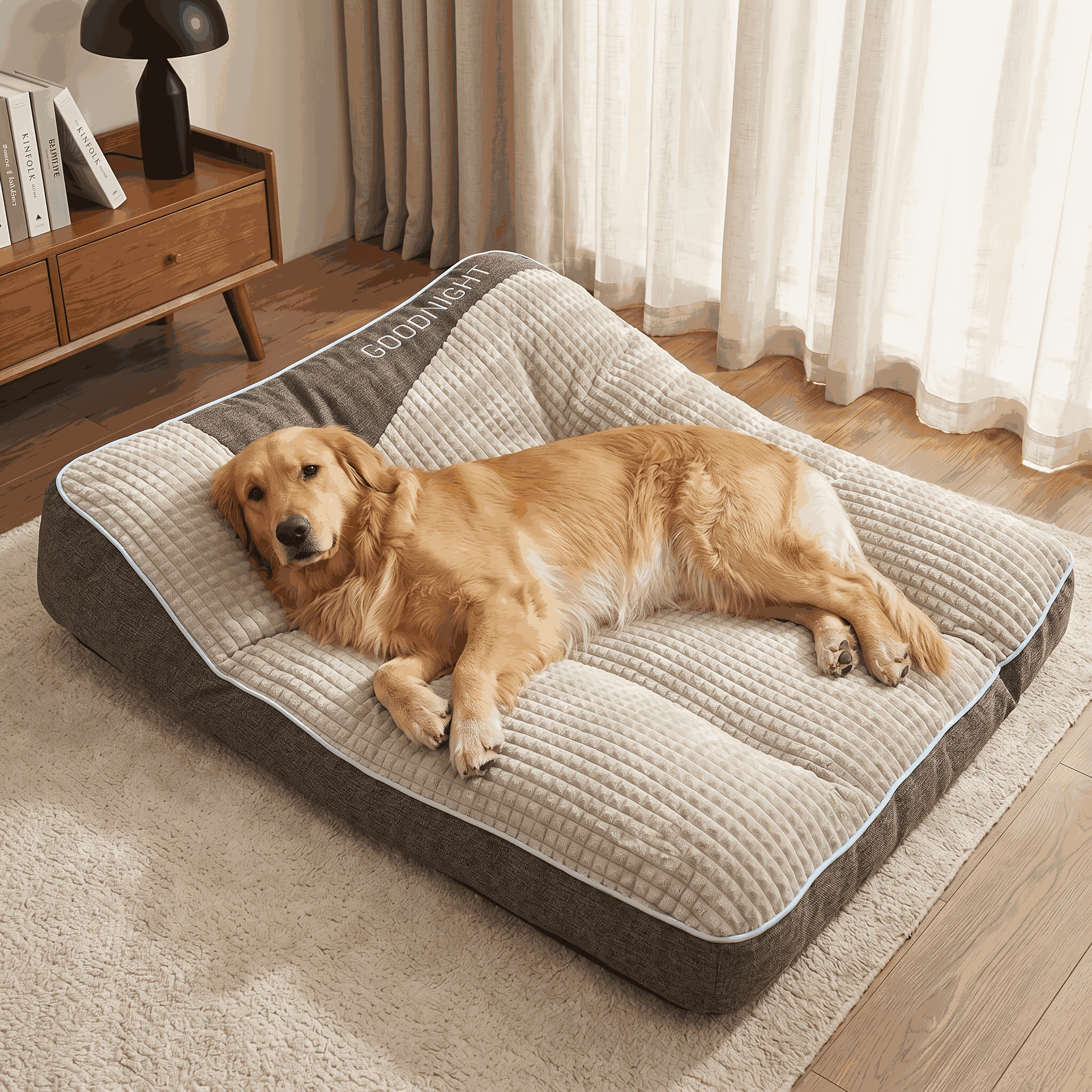 TEMU [ Bed For Small Dogs] Bed Sofa With Pillow, Striped Polyester Pet Mat, Winter Warm Sleeping Pad For Small, Medium, Large Dogs, Non-assembled