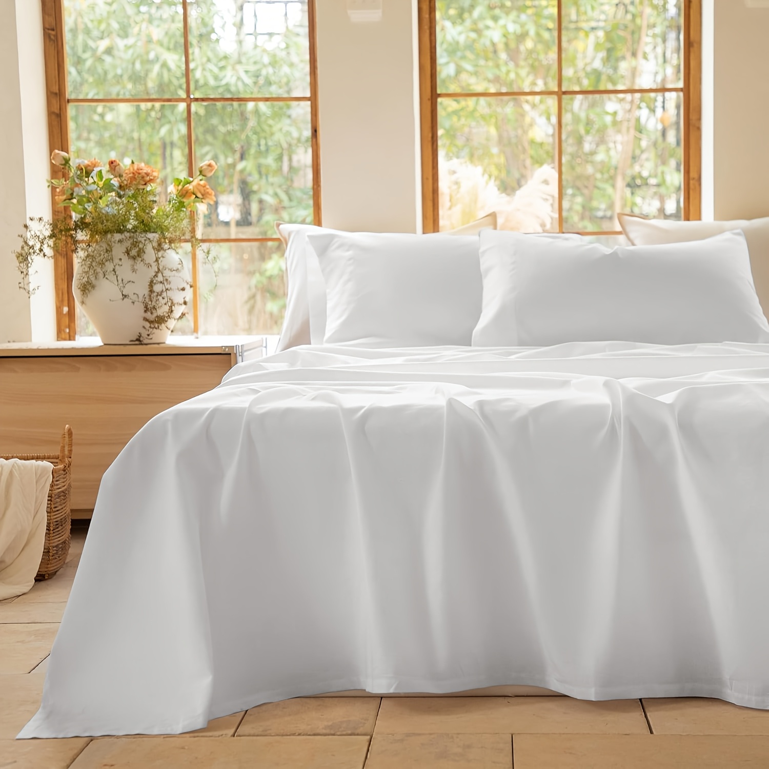 TEMU 2000 Bed Sheet Set Queen King Single Double - Soft Durable & Breathable Flat Sheet, Fitted Sheet, Pillowcase For Premium Sleep - Great Father's