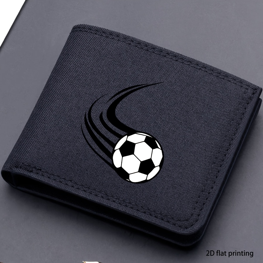 E-shop Kurze Geldbörse mit Fußball-Motivdruck, lässige, faltbare Doppel-Geldbörse, leichter Multi-Kartenfach, geeignet für den täglichen Gebrauch,