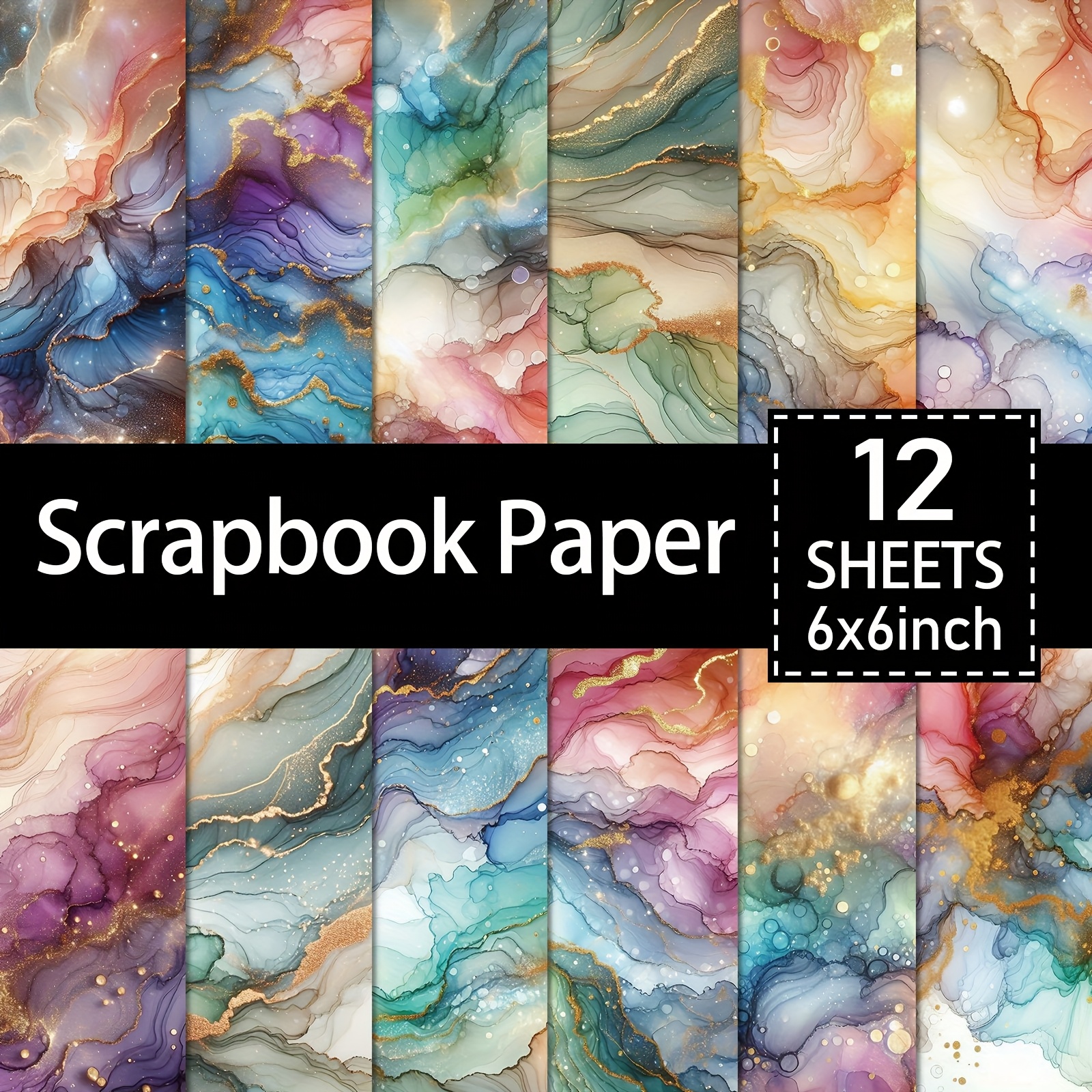 TEMU Un bloc de 12 feuilles de papier pour scrapbook sable mouillé mesurant 6X6 pouces, parfait pour les loisirs créatifs , les décorations de