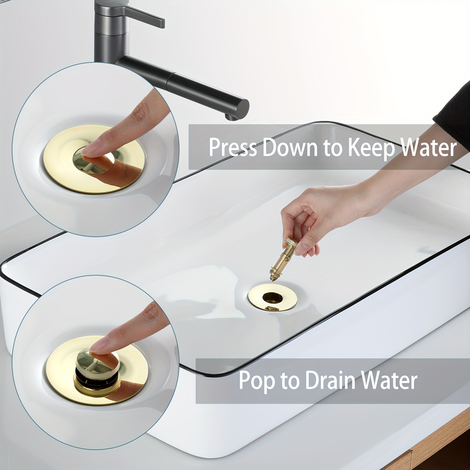 in bathroom sink plug anti clog sink drain strainer Temu