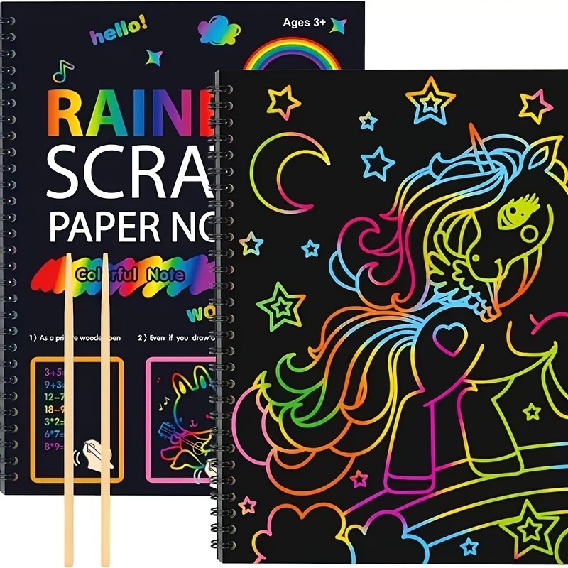 

12-piece Rainbow Scratch Art Books For Kids - Creative Color Scratch Paper Set, Fun Diy Craft Kit, Ideal For Birthday Parties & Easter Activities - Great Gift For Boys And Girls, Ages 3+