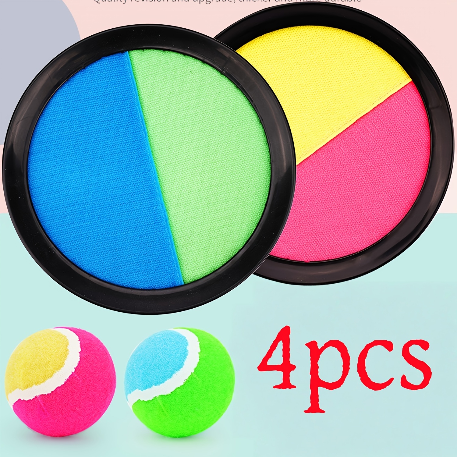 4pcs Set Includes 2 Plates And 2 Balls, Children's Toss And Catch Ball Toy, Outdoor , Pool And Beach Toy Ball, Parent-child Outdoor Interactive Throwing Game Toy
