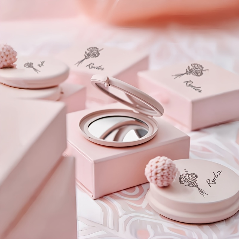 Personalized Laser-Engraved Pink Makeup Mirror