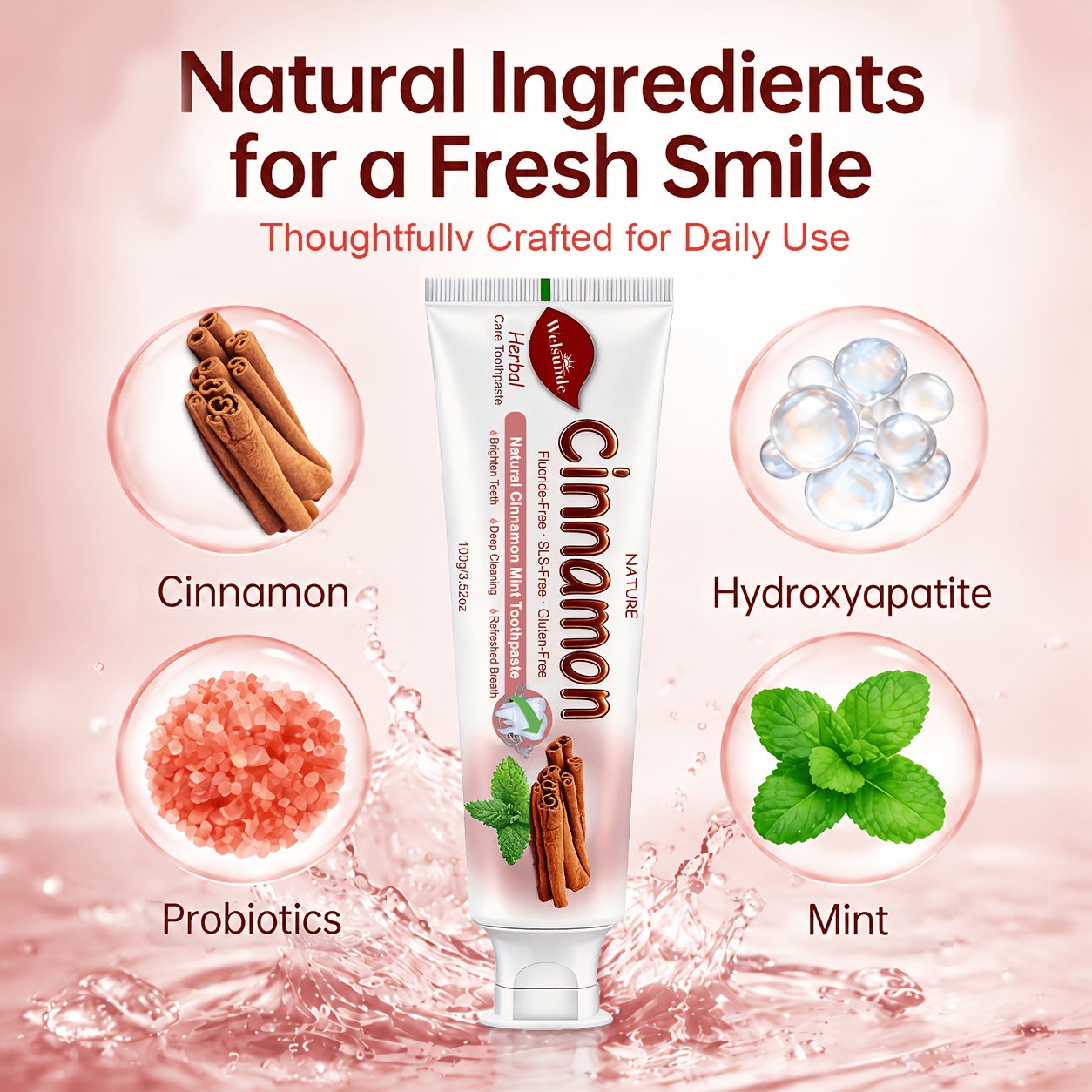 Upgraded Ultra Instant Bright Cinnamon Mint Toothpaste