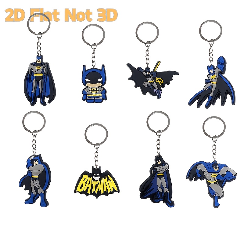 TEMU 6/8pcs Batman Keychains, 2d Flat Keychains Backpack Decorations, Exquisite Pvc Pendants For Backpacks, Ideal Gifts For Backpack Ornament