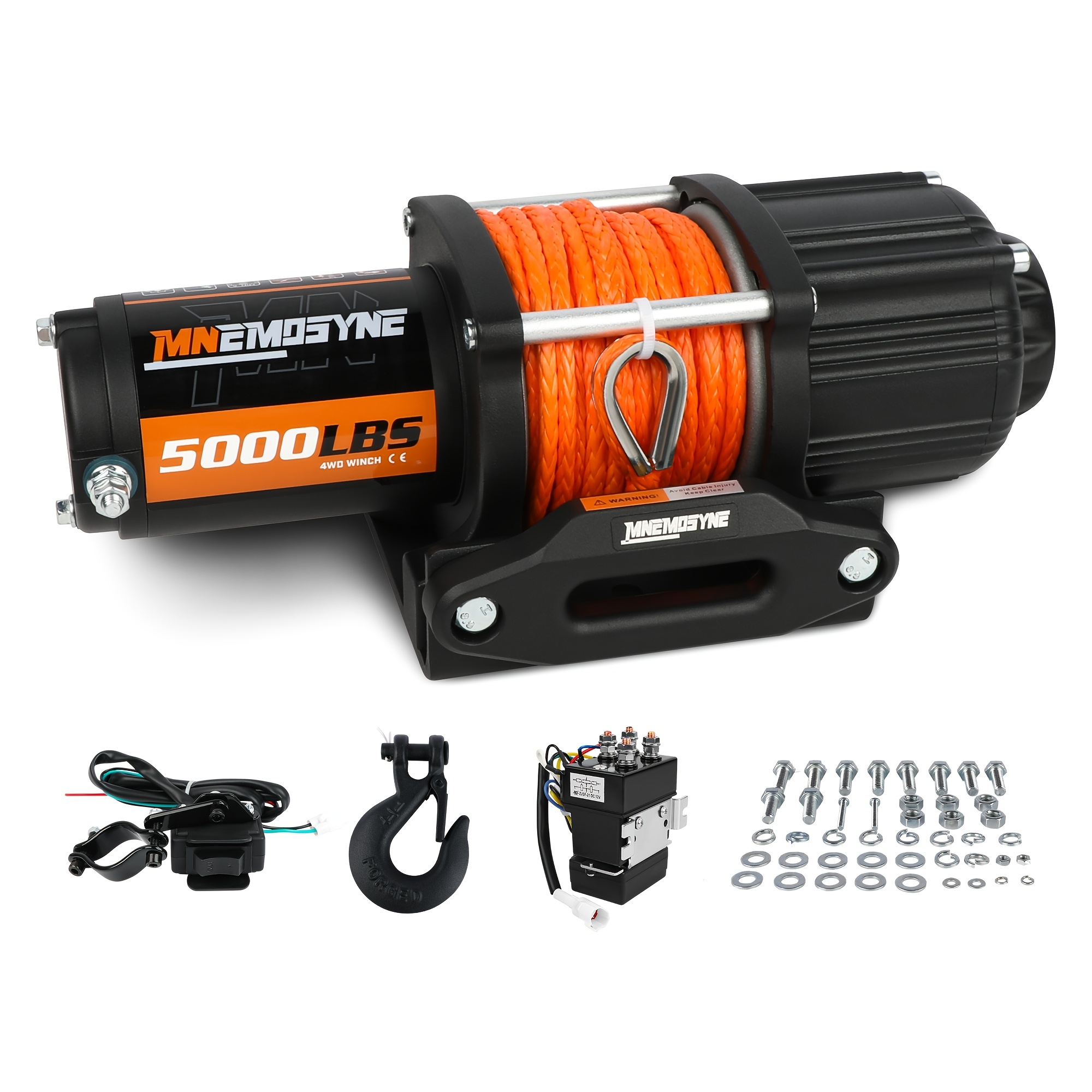 12V 4500 Lb Electrc Wnch Synthetc Rope Wnch wth Mountng Bracket