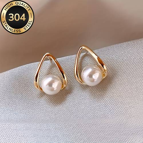 item picture high quality stainless steel hypoallergenic golden stud earrings fade resistant easy and elegant suitable for everyday wear or party fashion womens earrings jewelry additions are exquisite gifts for women