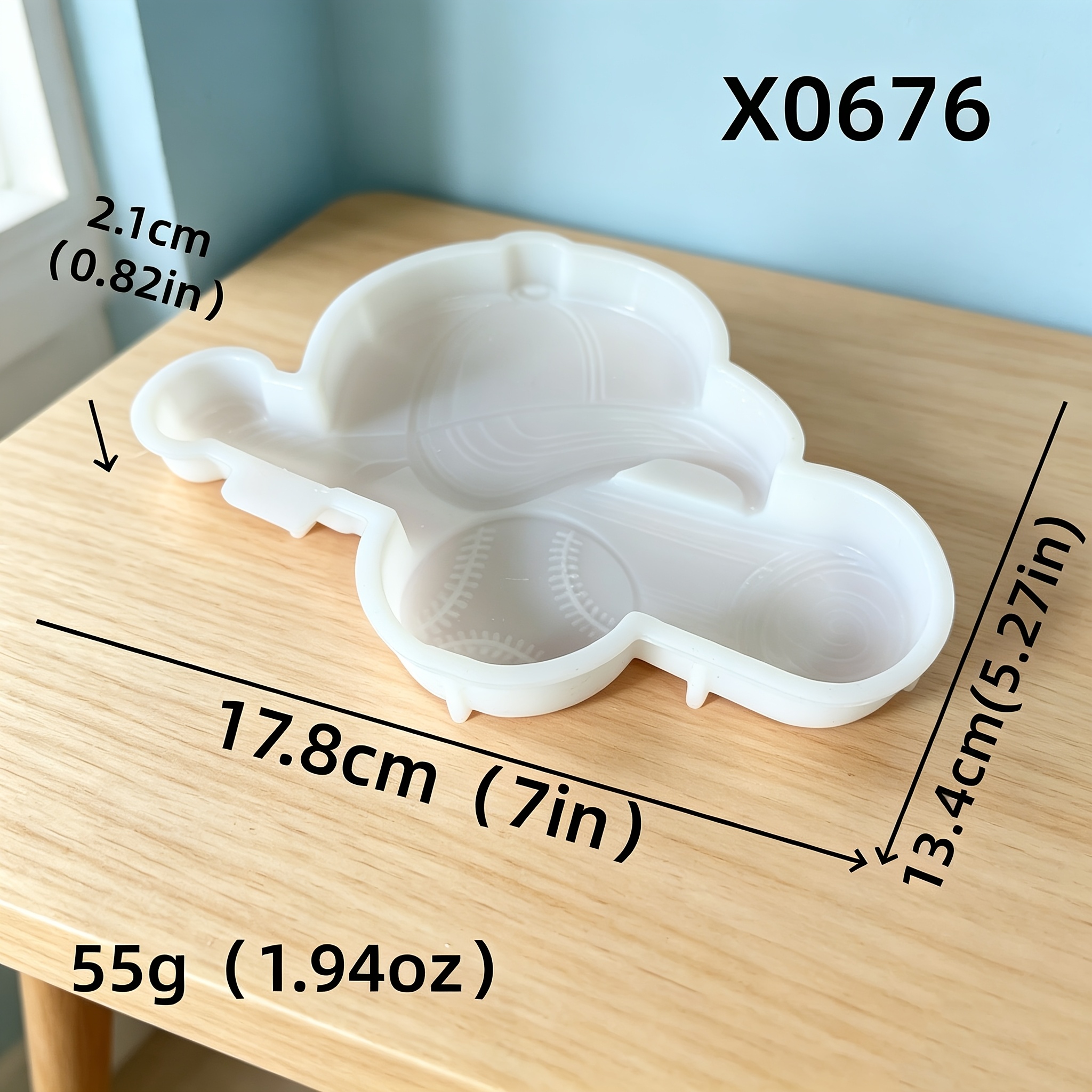 TEMU Moule en silicone sur le thème du baseball sportif, moule de coulée de résine avec motif de casquette de baseball, batte et balle de baseball,