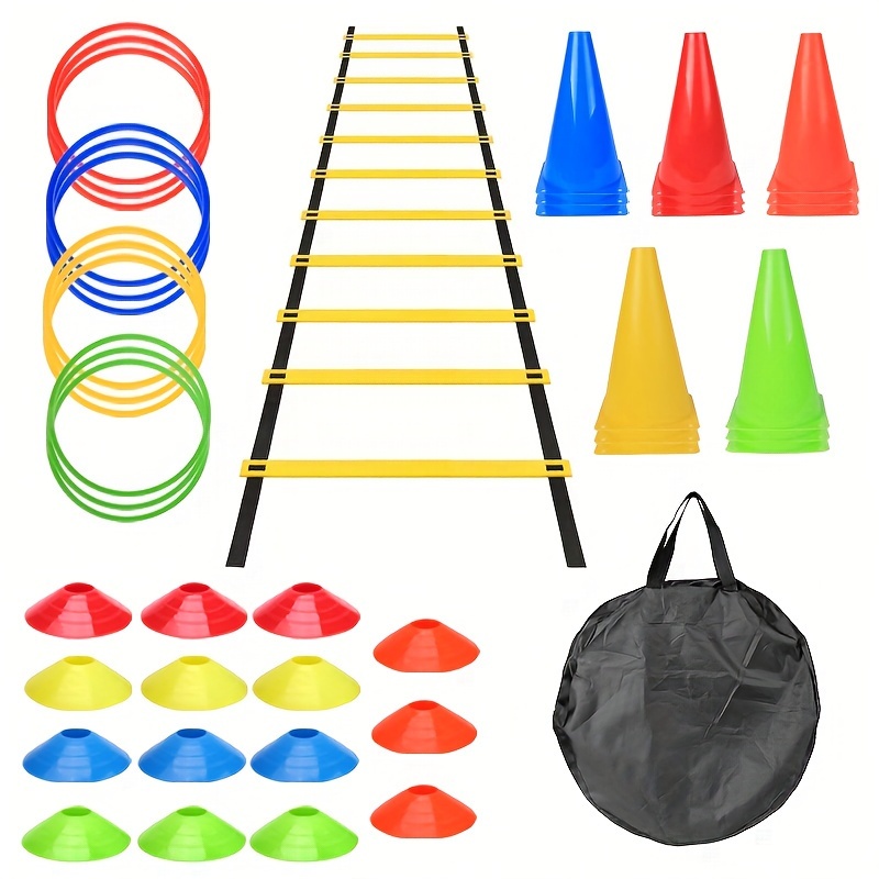 

Complete Soccer Training Kit: Agility Ladder, Cones, Resistance Parachute & Jump Rope - Pp Material