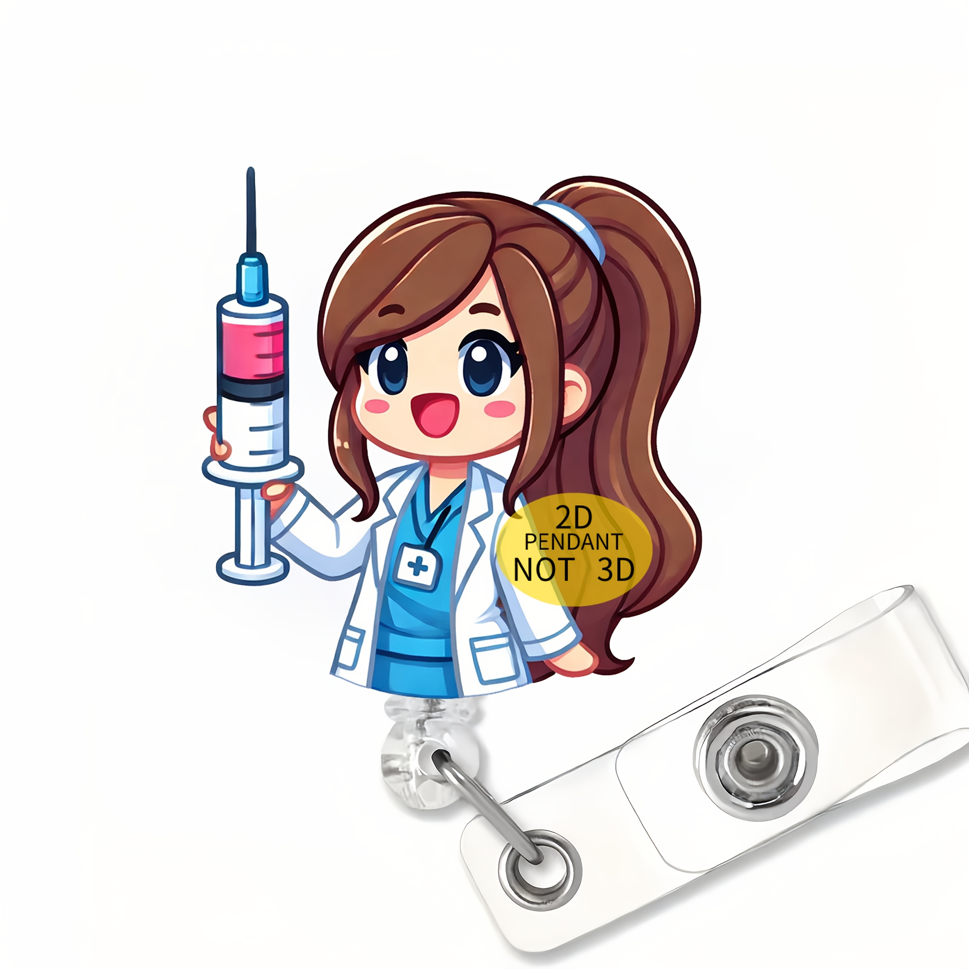 TEMU Porta tarjeta de identificación de enfermera 2D con cadena retráctil - Colgante de de profesión de enfermería de anime, adecuado para personal