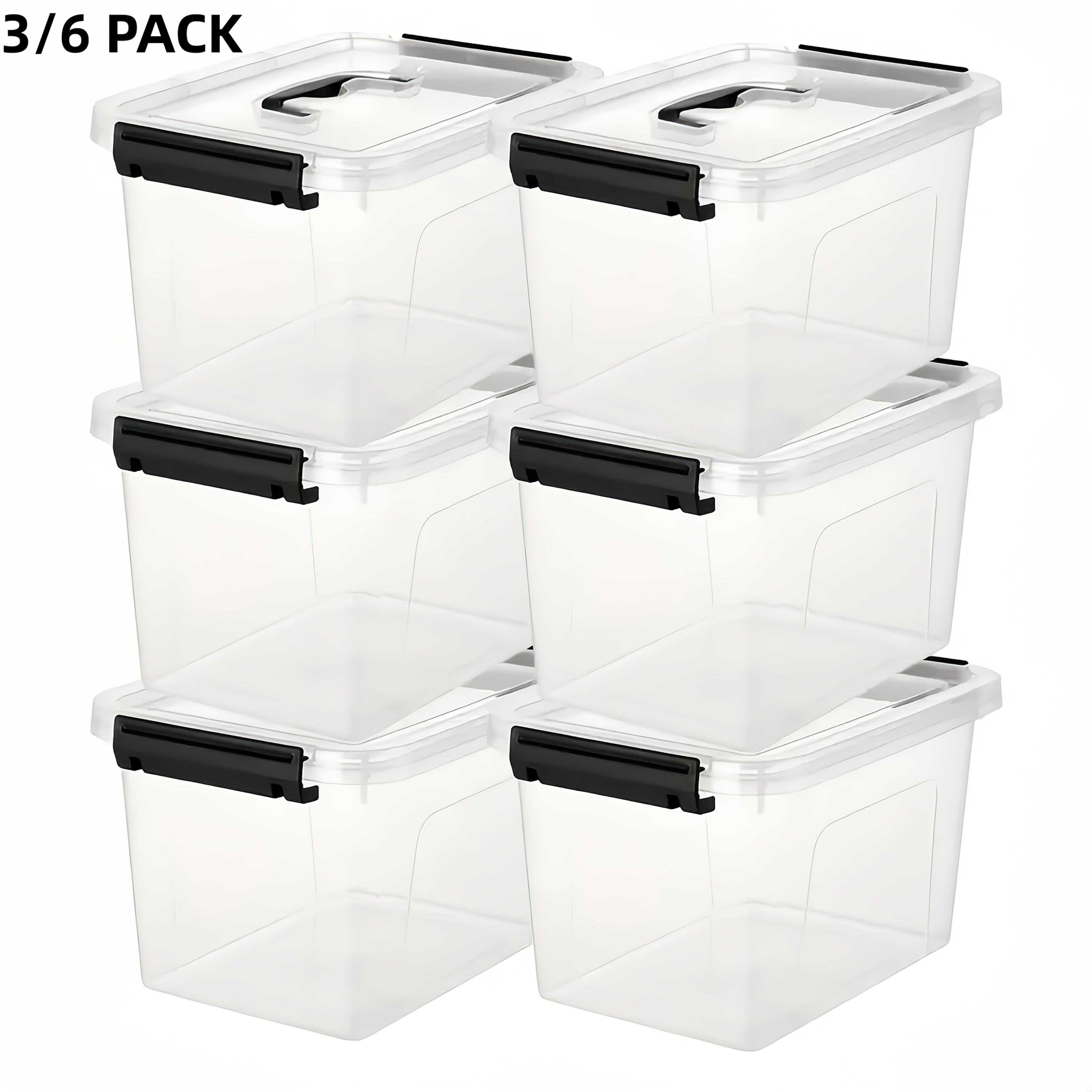 6 pack clear plastic storage boxes with locking latches stackable organizer containers for home office closet organization heavy duty and space saving bins 6qt multipurpose lockable design the best gifts for thanksgiving and christmas