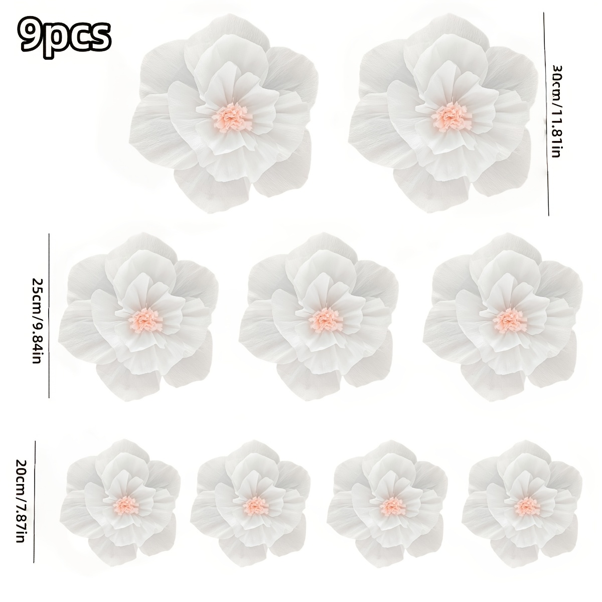 E-shop 9 Stück Super Große Künstliche Pfingstrosen Simulationspapierblumen [3 Stile von Größen], Perfektes Home Decor Bouquet Set Tischdeko Künstliche