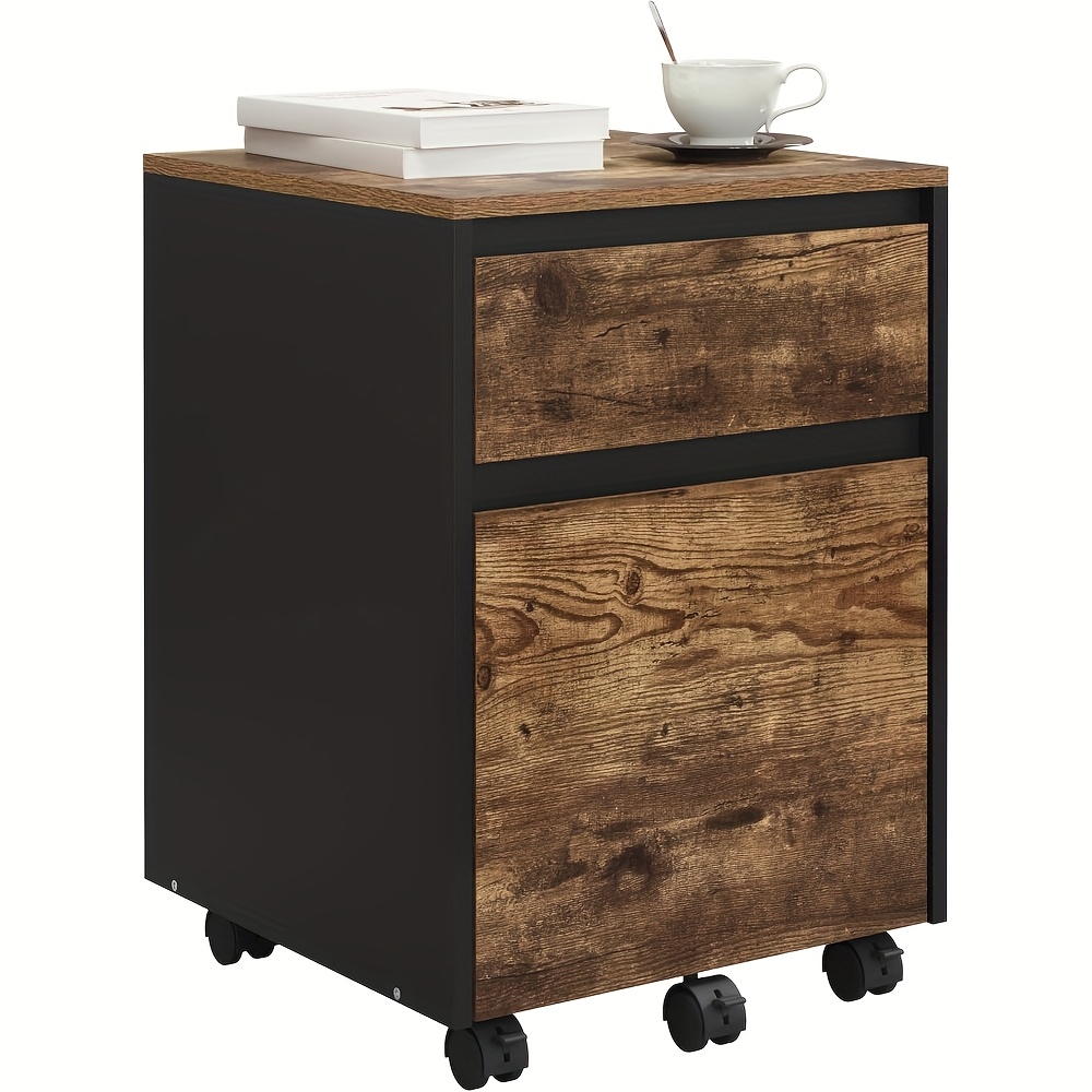 Image of 1pc Office Storage Cabinet, Print Cabinet With Wheels, File Cabinet With 2 Drawers, Cabinet, Desktop Base Cabinet, Suitable For Offices And Studies, 40x56x40 Cm