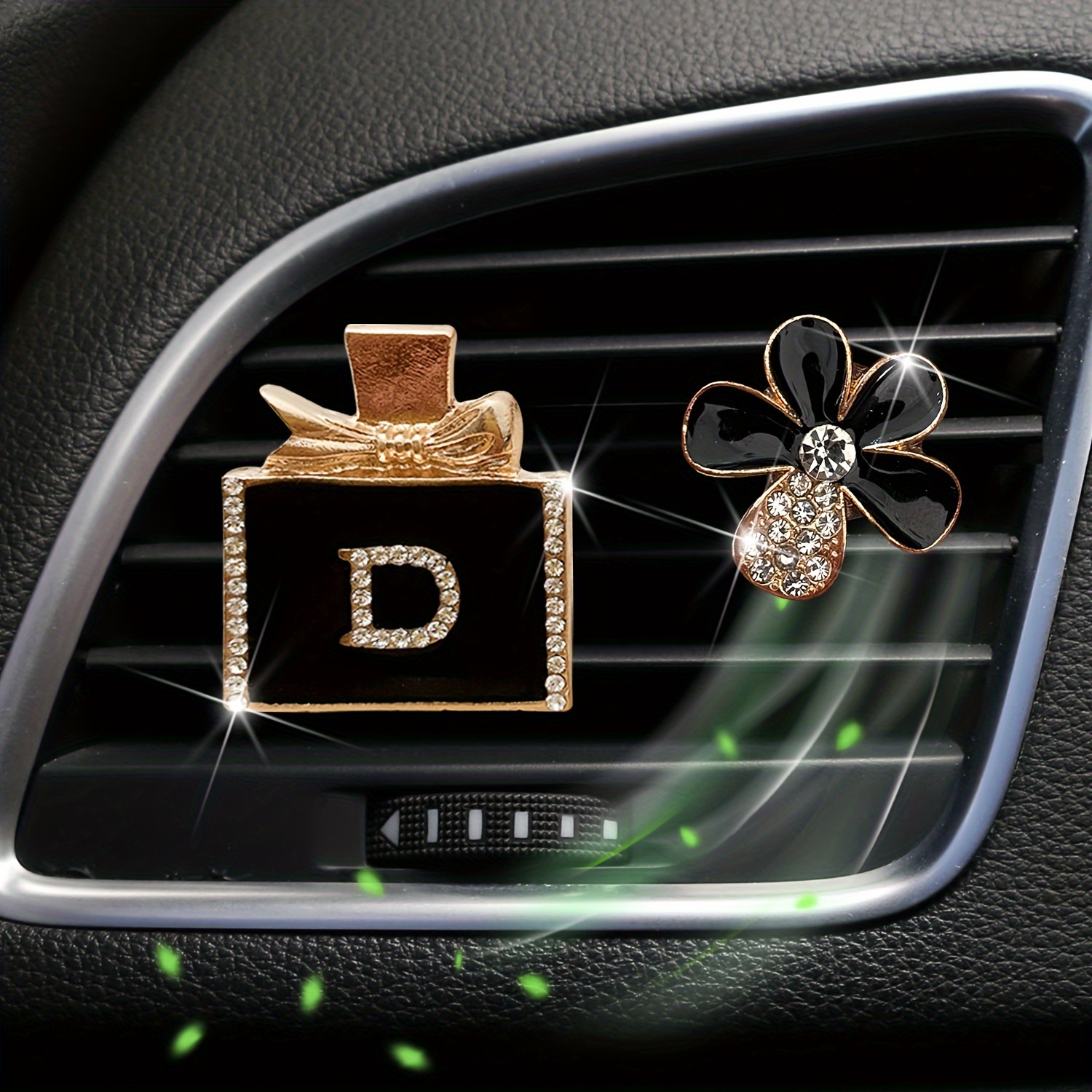 

Perfume Bottle + Flower Shape Women' Perfume Decoration Clip With Diamond Metal Perfume Bottle Car Air Freshener Women's Flower Car Perfume