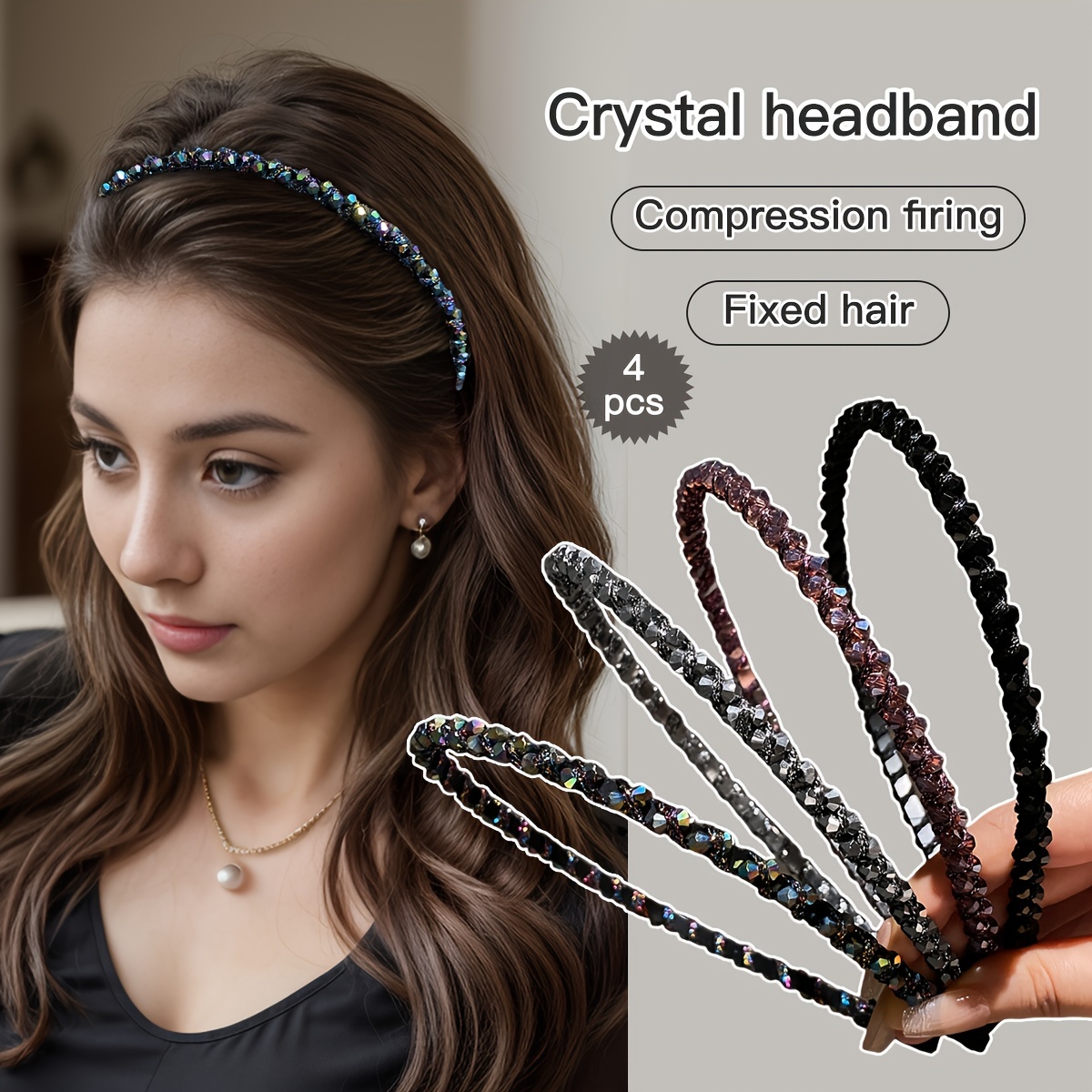 

1/2/3/4pcs Women' Diamond Thin Hair Band