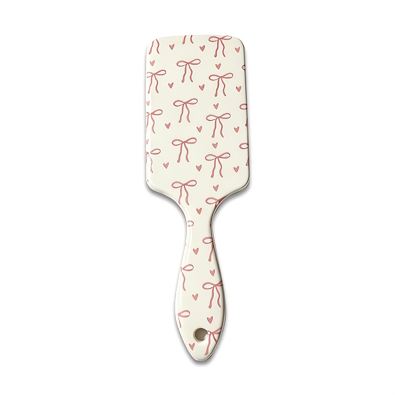 TEMU 1 stuks Schattige Roze Strik En Hart Print Lucht Kussen Kam, Modieuze Zachte Kussen Haarborstel, Geschikt voor Vrouwen Gebruik, Draagbaar