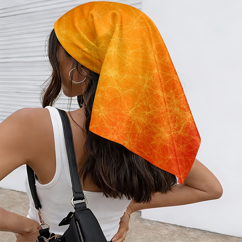 TEMU 1pc Fashionable And Elegant Gradient Geometric Line Mesh Square Scarf, Casual Decorative Headscarf, Neck Scarf, Bag Accessory, Suitable For