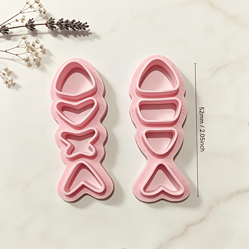 TEMU 2pcs Fishbone Texture Polymer Clay Jewelry Making Mold Tool Set, For Making Earrings, Brooches, Pendants, Etc., High-precision Polymer Clay Or