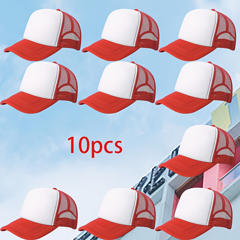 10pcs Custom DIY Pattern Printed Mesh Baseball Caps, Unisex