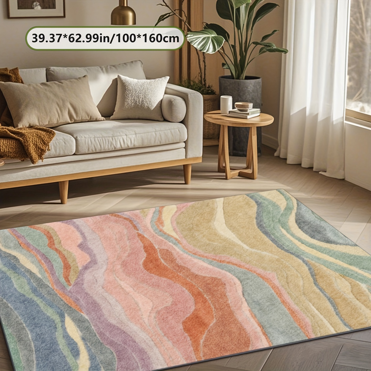 TEMU [soft Plush And Pointed Base] Gradient Pattern Printed Carpet, 2d Printing Rug Fashion Home Decor Carpet, Soft And Non-shedding, Suitable For