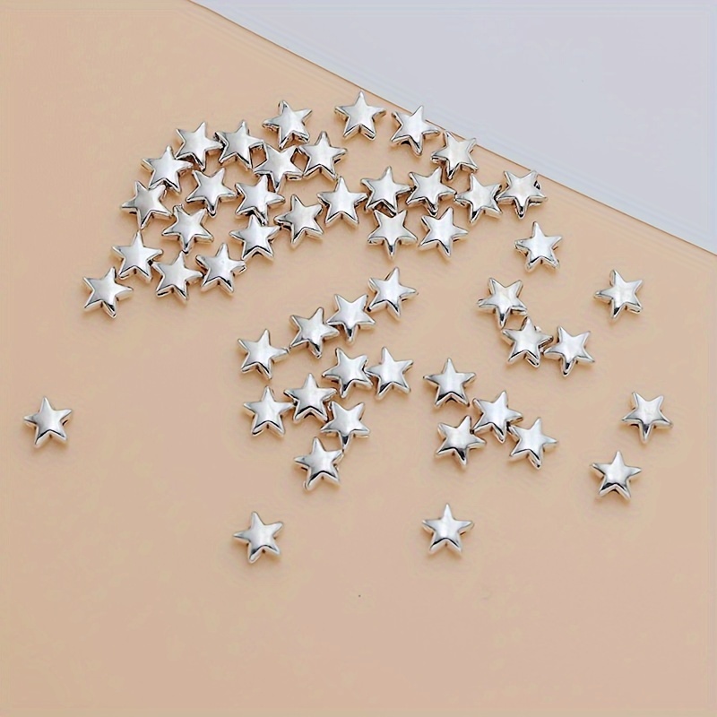 Image of 50pcs Star Beads Star Spacer Bead Star Charm Alloy Ancient Silvery Tibetan Silvery Making Bracelets Diy Necklaces Star Beads Hand Made Accessories, Gift For Eld, Gift For Ramadan