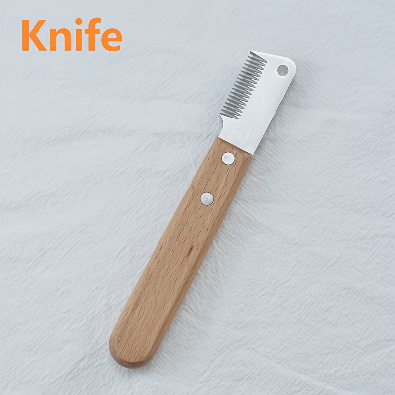 Pet Hair Removal Knife Professional Dog Comb Stainless Wooden Handle Stripping Knife Pet Hair Remover Grooming Brushes