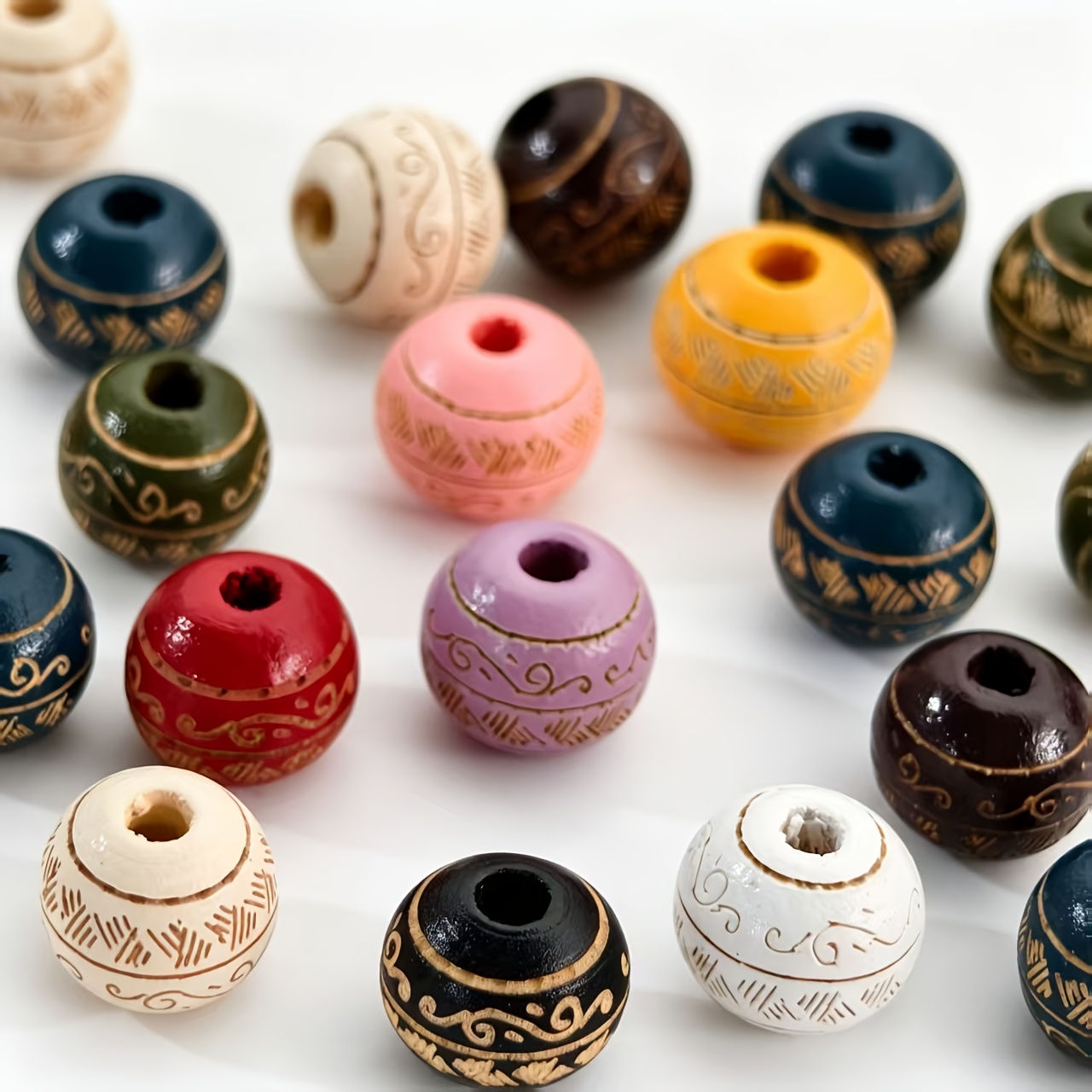 9pcs Large Hole Wooden Barrel Beads for Crafting