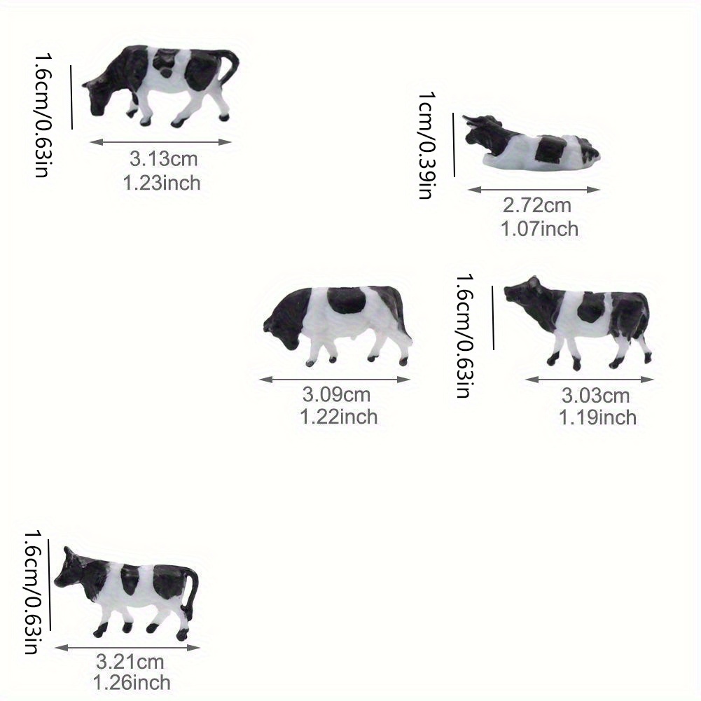Lot De 10 Vaches Noires Et Blanches – Échelle 1/87 HO/OO – Modèles Réalistes Pour Train Miniature, Dioramas, Fermes – Matériau Durable