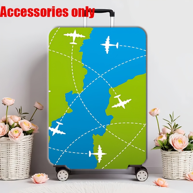 TEMU Jit1pcs Travel Accessories Travel Essential Airline Pattern Luggage Cover, Steering Wheel Dustproof Elastic Travel Accessories For Luggage