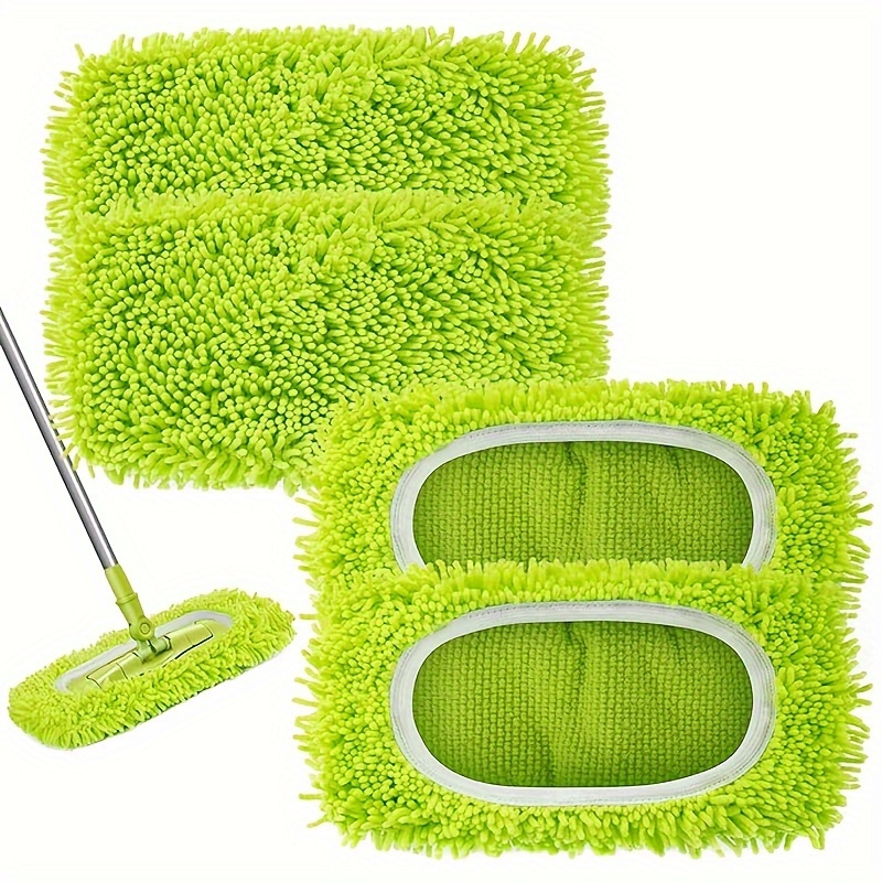 

Reusable Microfiber Mop Pads Set Of 4 - Compatible With Hardwood Floor Cleaning - Wet And Dry Sweeping Cloth Refills