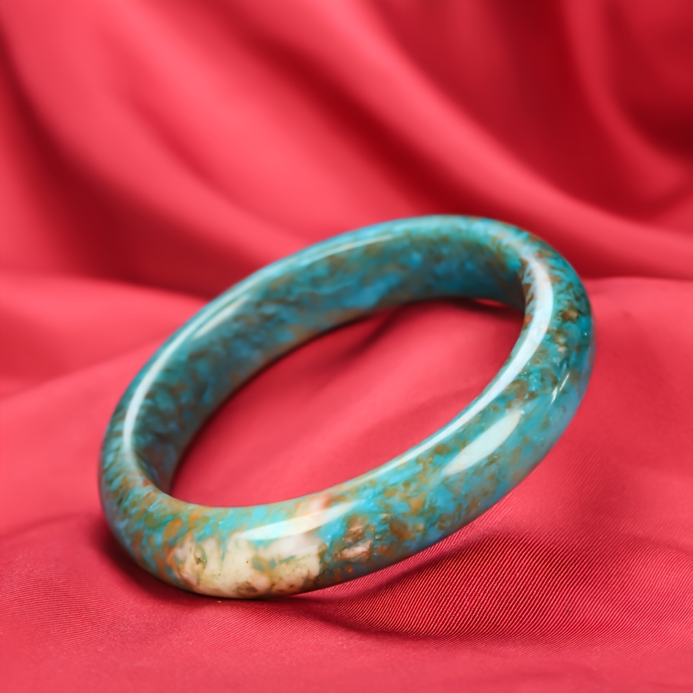 Unisex Raw Green Natural Stone Bangle, Couple Matching Gift
