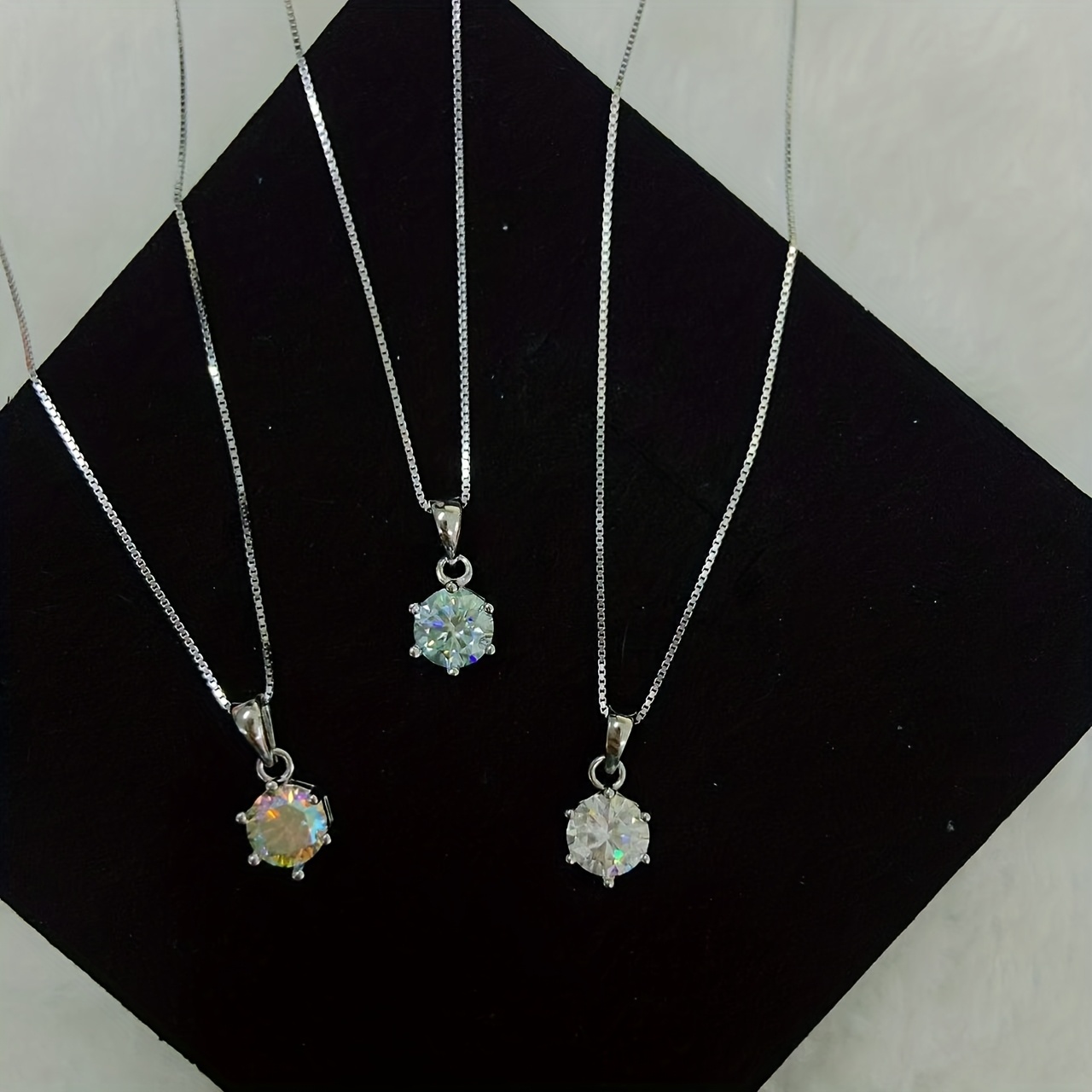 1CT Colored Moissanite Pendant Necklace — 925 Sterling Silver