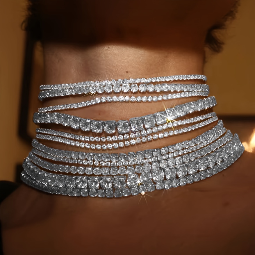 Choker Necklace for Women Sparkling Wedding Party Jewelry, Luxury  Statement Neckpiece with Layered Design, Year-