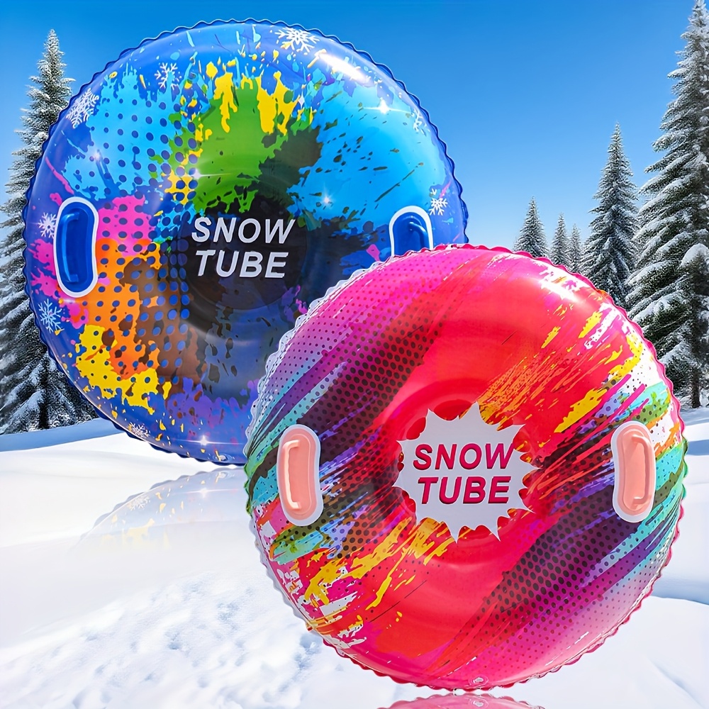 Heavy-Duty Colorful Fashion Snow Tubes/Inflatable Snowboards/Inflatable Snow Sleds, Foldable PVC Winter Water Slides, Suitable for Skiing/Snow Drifting/Winter Activities/Outdoor Family Leisure Activities, Winter Sports, Christmas/New Year Gifts.