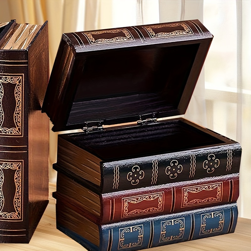 

Books Storage Box-wooden Stackable Decorative Office Organizing With Lid, Storage Bins For