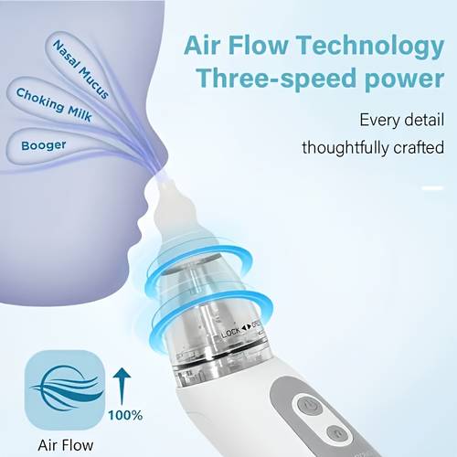 The portable USB-charged nasal aspirator features three adjustable suction levels and a music-playing nasal cleaning function, making it an ideal gift for friends and family. It comes with three suction heads, making it suitable as a festive present