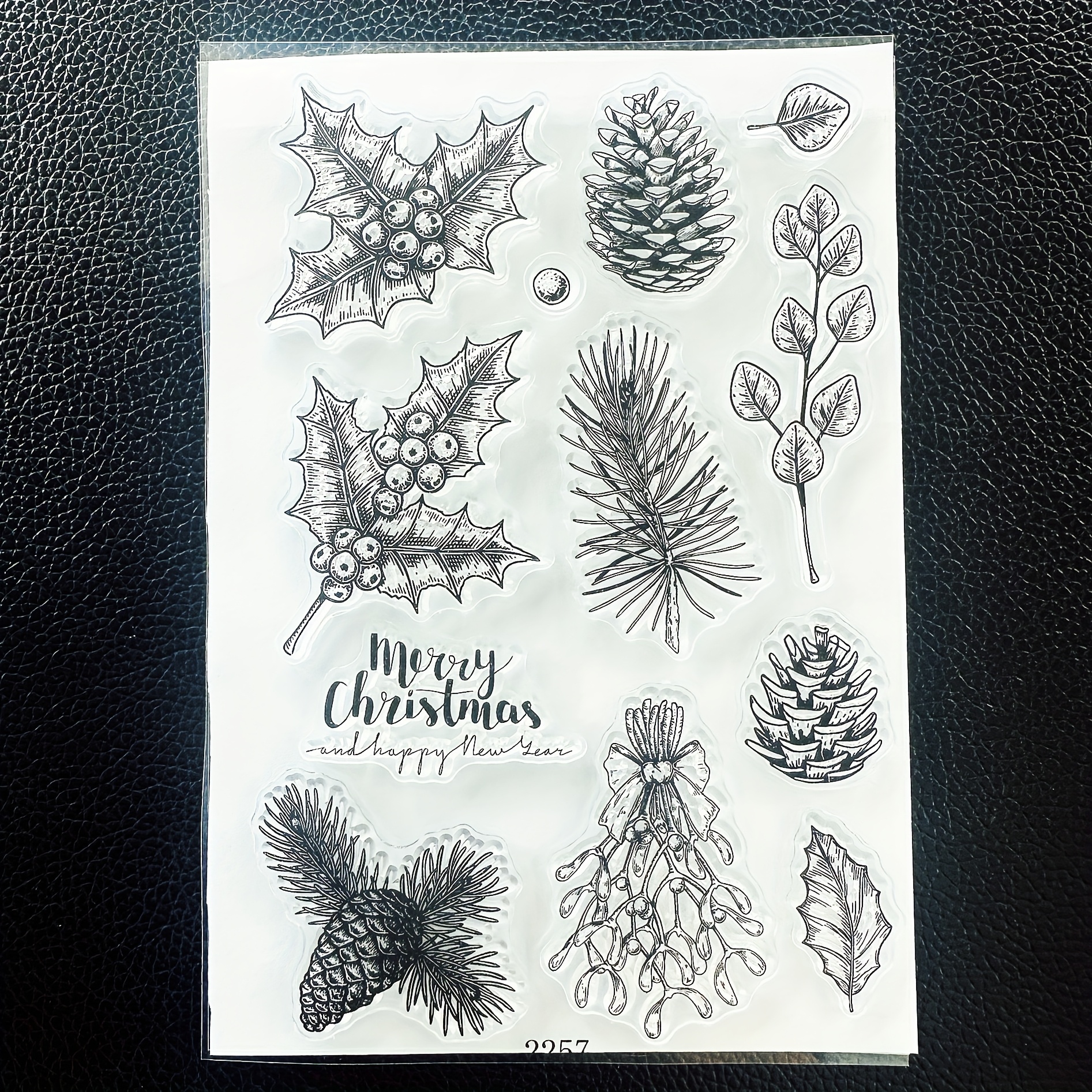 Image of Clear Stamps Featuring Holly For Christmas Cards, Including Rubber Stamps Of Nuts And Berries For Scrapbooking And Paper Craft Decoration