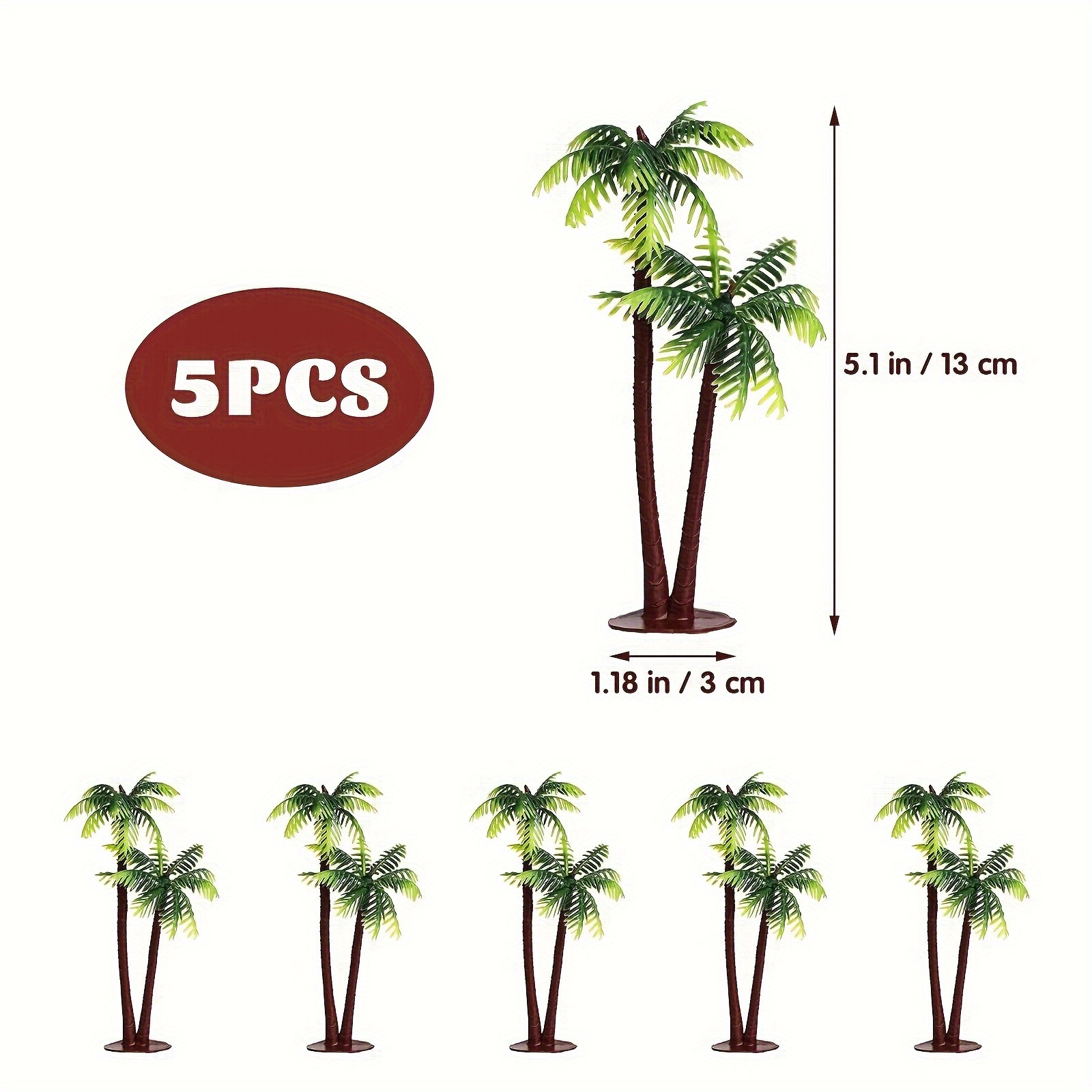 Image of Set Of 5 Palm Trees - Small Aquarium Decoration, Pvc Made Fish Tank Ornaments With Durable Base Coconut Tree For Aquarium Decor