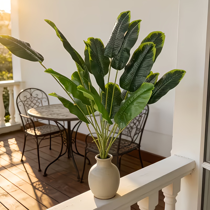1pc of 18-leaf Artificial Banana Leaf Plant/small Pot Exquisite Green Plant | Aesthetic Decoration for Balcony Corners, Space-saving yet Highly Effective | Easy-to-care and Thriving Potted Plant | Evergreen Potted Plant for All Seasons | Versatile