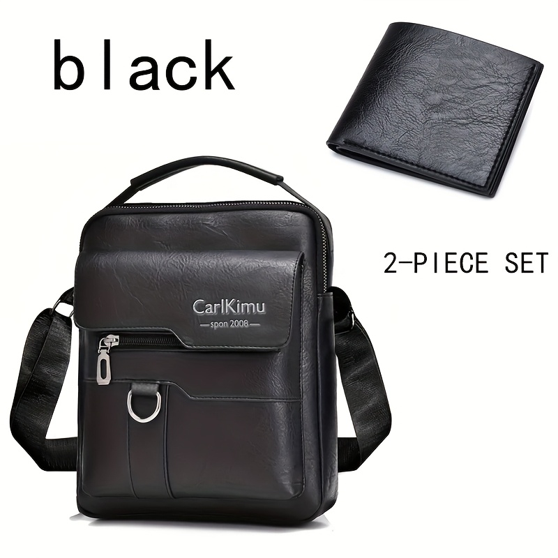 carlkimu men's vintage vertical shoulder bag adjustable