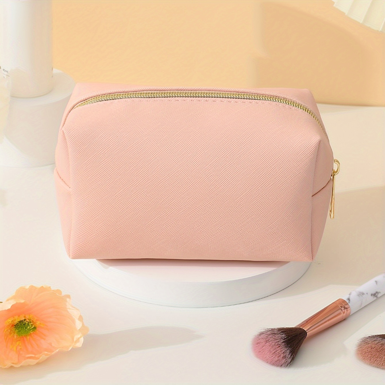 TEMU A Stylish, Minimalist, And Aesthetically Portable Pvc -pattern Travel Makeup Bag