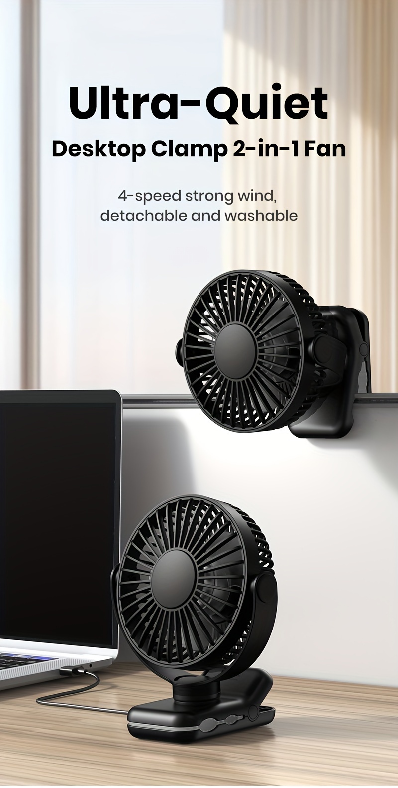 1pc   k62b portable usb clip on desk fan brushless motor   powerful airflow strong clamp for   stylish design portable cooling high quality construction mini personal fan for bedroom and office details 0