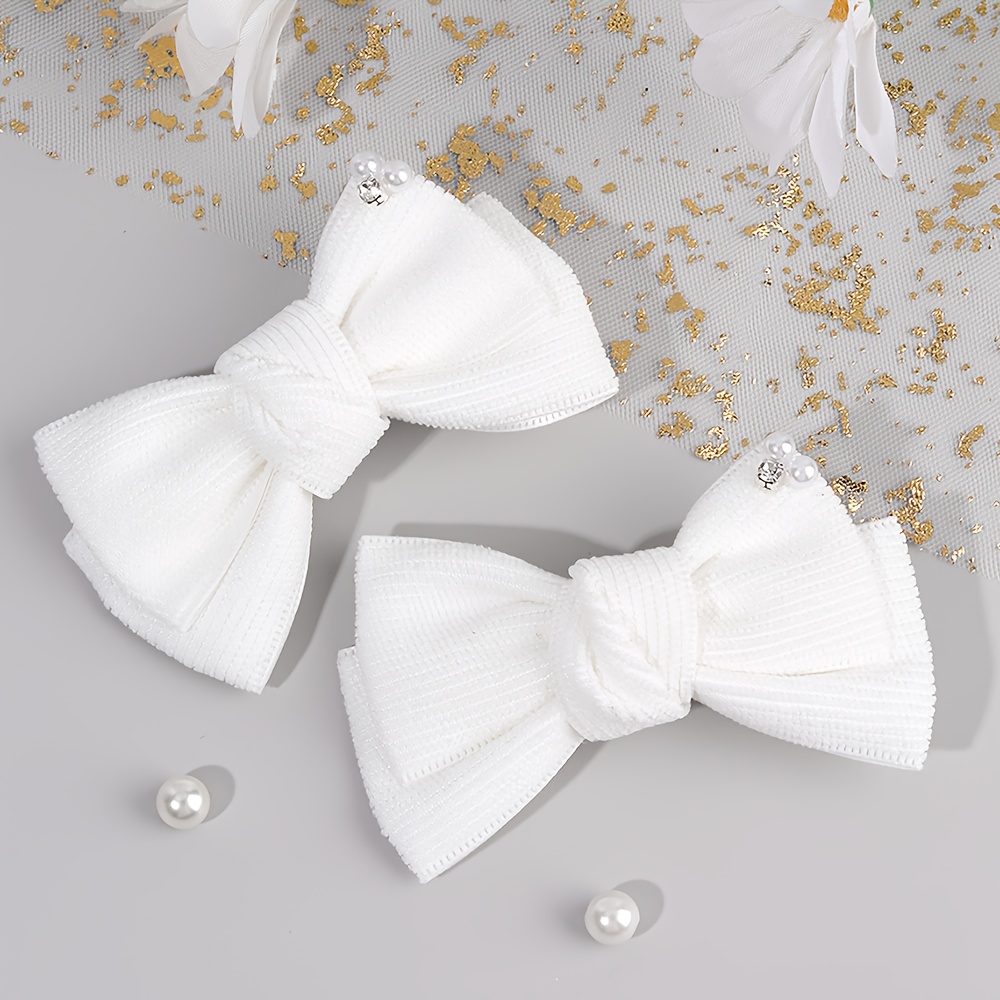 TEMU 2pcs Sweet Rhinestone Bow Hair Clips For Fashion Styling - Bow Hairpins Adorable Hair Accessories For Daily Wear