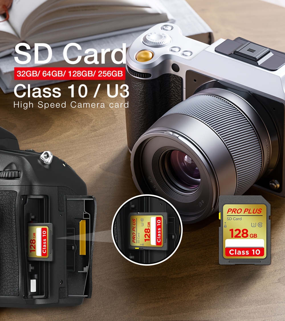 scheda di memoria   sd, classe 10 u3 uhs-i 16gb/32gb/64gb/128gb/256gb, scheda sd per fotocamera 4k hd Dettagli dell'articolo 0