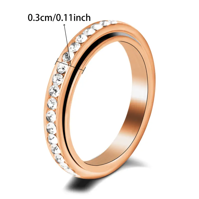 1pc rotating spin ring spinning motion jewelry minimalist everyday party ring for women men durable metallic ideal gift for birthdays anniversaries formal events year round accessory versatile fashion piece intricate shimmering stones Product details 4
