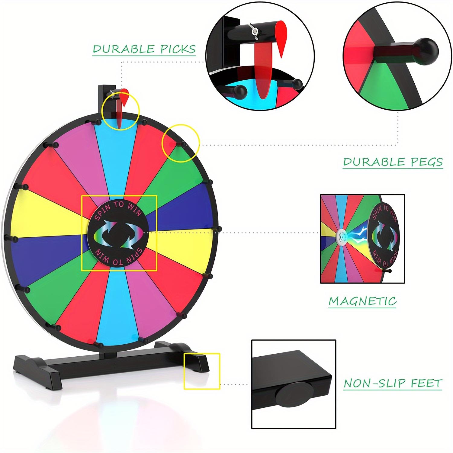 46CM Spinning Prize Wheel - 14 Slots Color Roulette Spinner with