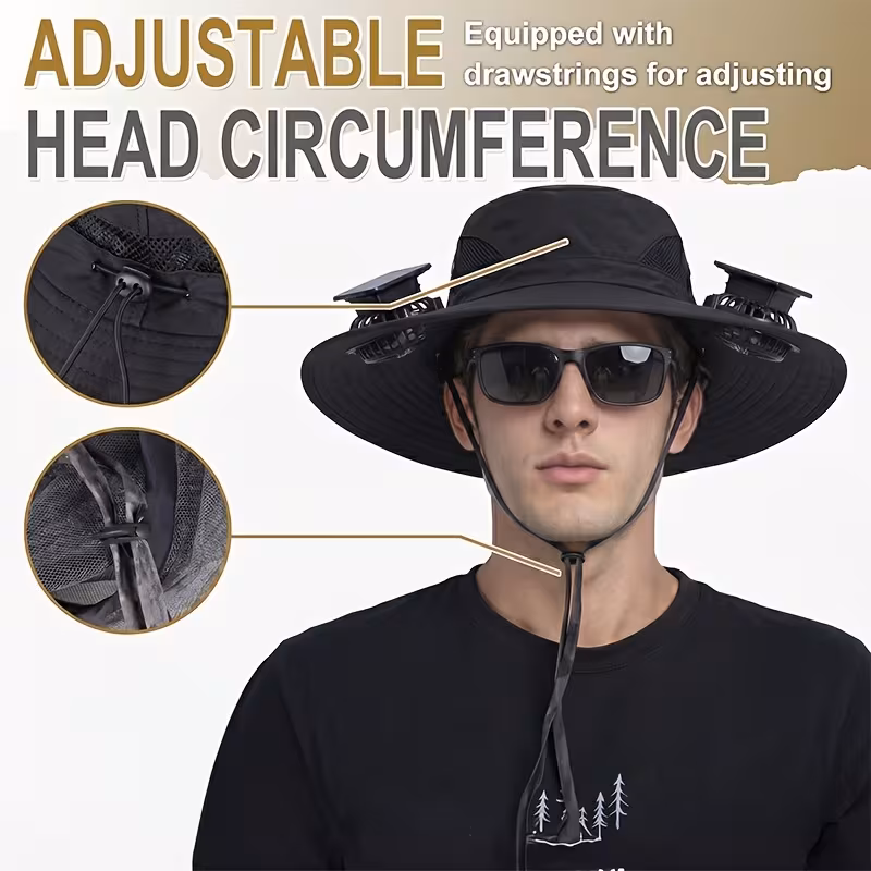 solar fan hat with 2 cooling fans breathable wide brim sun hat for men and women with adjustable wind and adjustable strap for travel gardening summer activities single hat without fan 1 fan Product details 1